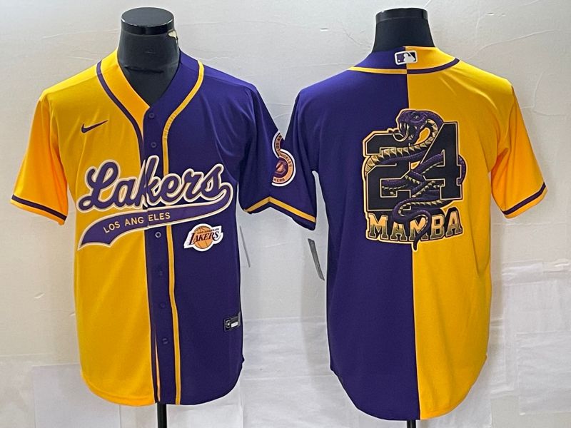 Men Los Angeles Lakers Blank yellow purple 2023 Nike Co Branding Game NBA Jersey style 8